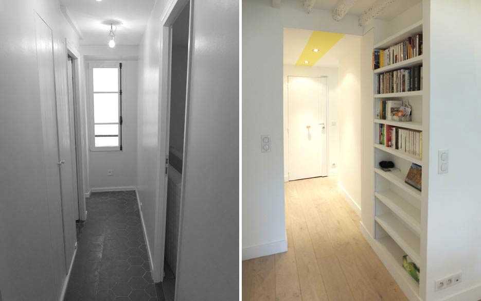 Un décorateur d’intérieur aménage une bibliothèque dans un appartement en région Bruxelles-Capitale.
