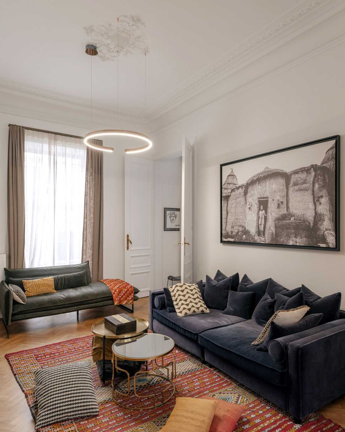 Séjour d'une maison 4 façades rénové par un architecte d'intérieur à Bruxelles