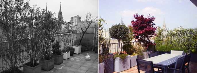 Aménagement paysager d'une terrasse avec vue à Bruxelles