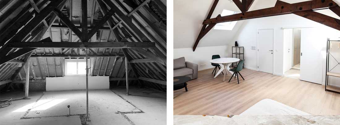 Avant - Après : Transformation des combles en studio indépendant par un architecte d'intérieur