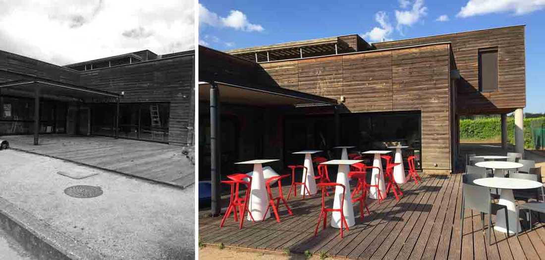 Terrasse de l'espace évenementiel en photo avant - après