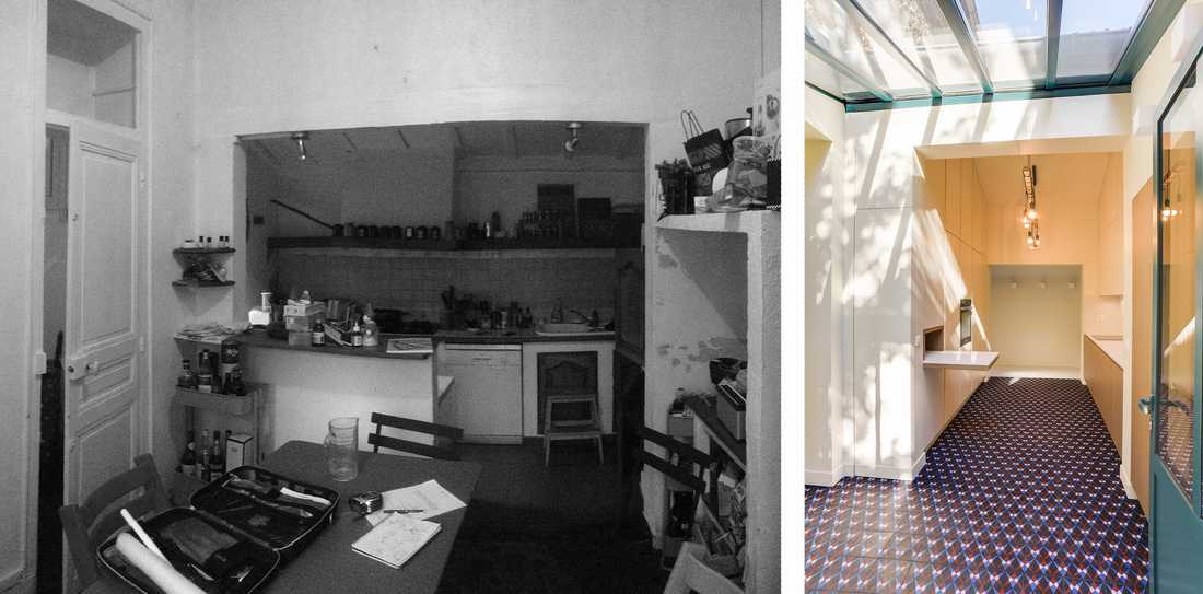 Avant-après : Rénovation de la cuisine d'une meulière par un architecte d'intérieur à Bruxelles