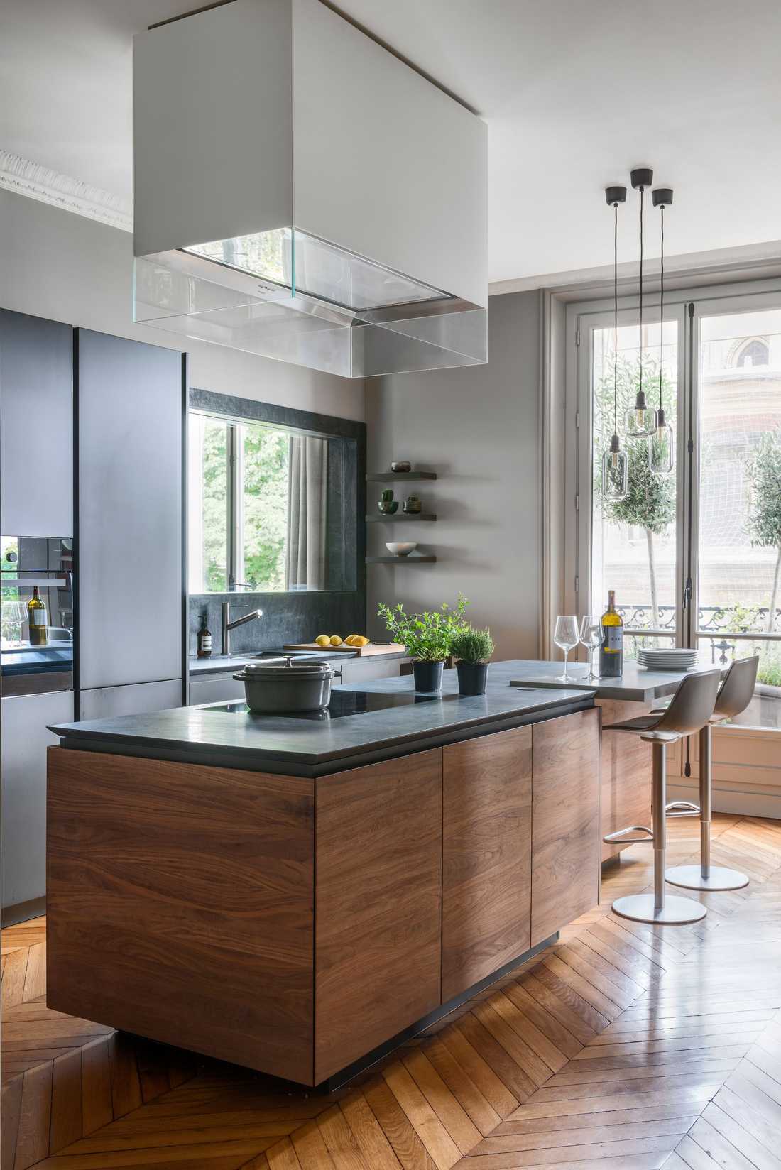 Cuisine américaine aménagée par un architecte d'intérieur en région bruxelloise