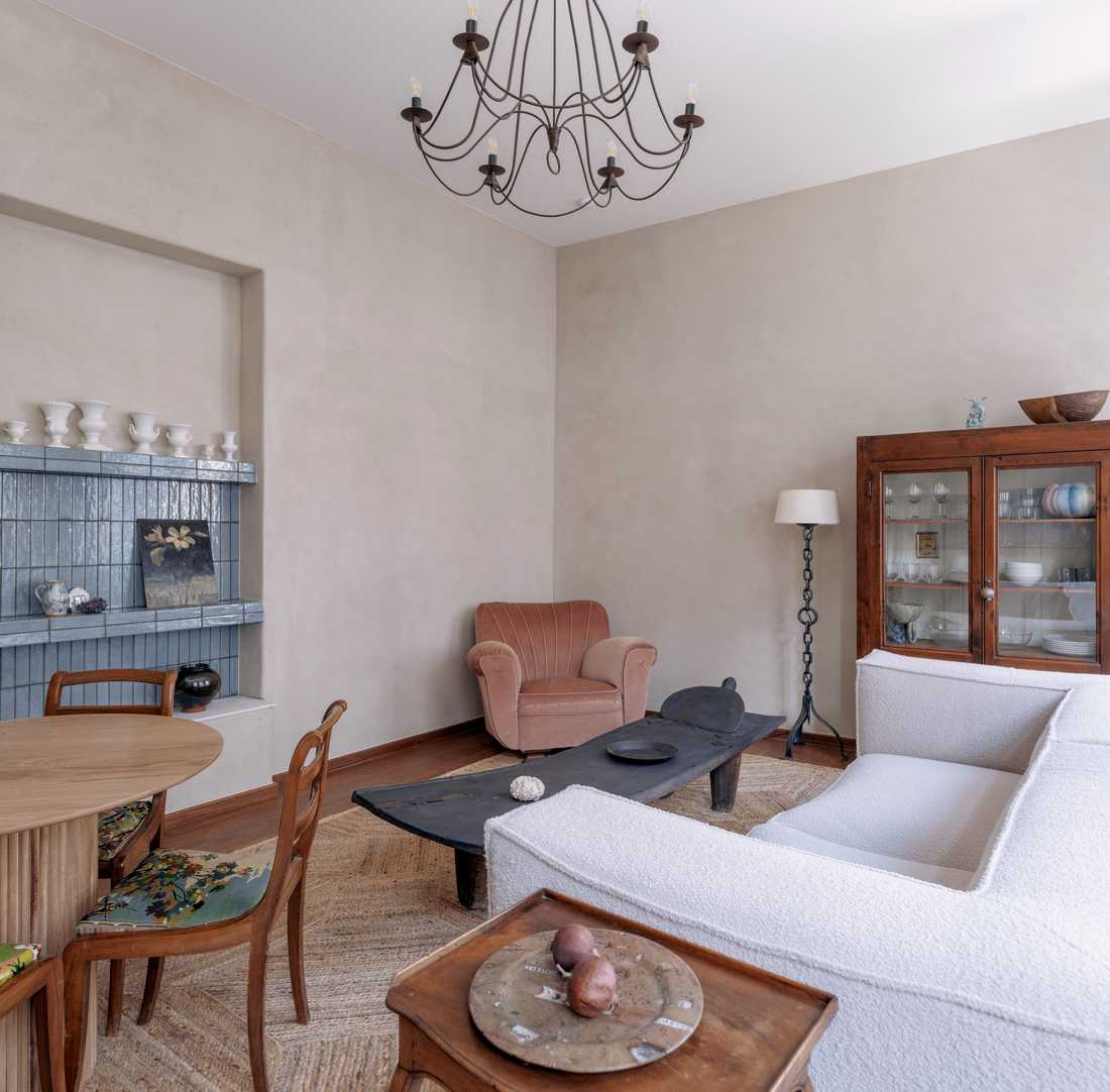 Salon de l'appartement aménagé par un architecte