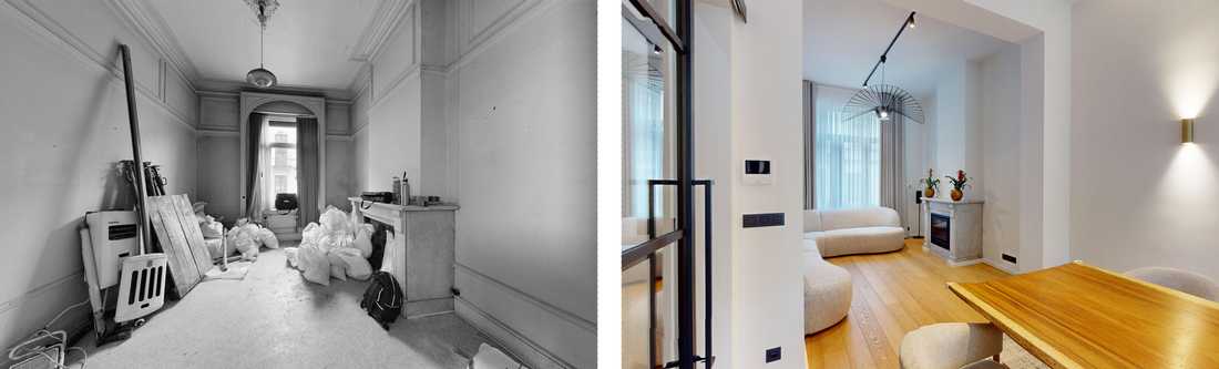 Avant - Après de la transformation d'une maison bruxelloise de 200 m2 