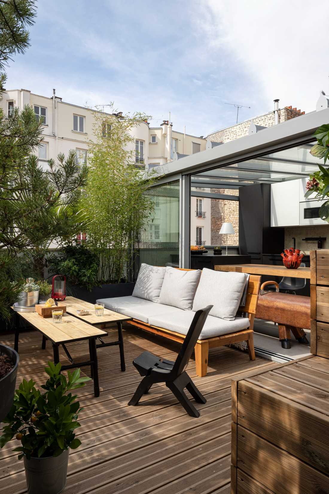 Toit-terrasse amenagé par un architecte d'interieur à Bruxelles