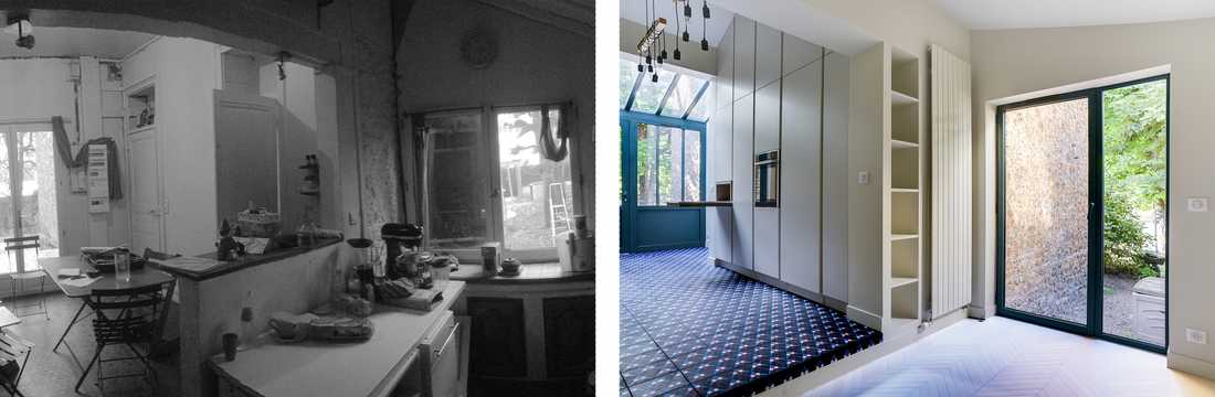 Avant-après : création d'une véranda dans une maison Meulière en région bruxelloise par un architecte