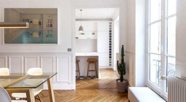 Avant - aprés d'une réalisation d'un architecte d'intérieur à Bruxelles dans un appartement haussmannien