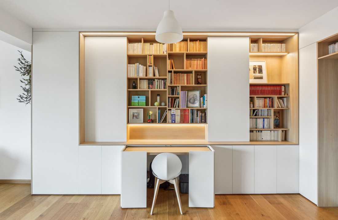 Création d’un meuble bibliothèque/bureau sur mesure par un architecte d'intérieur