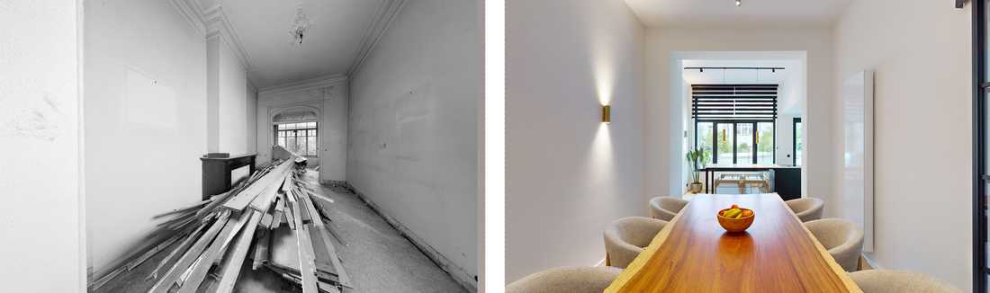 Avant - Après : Rénovation de la salle à manger d'une maison à Bruxelles
