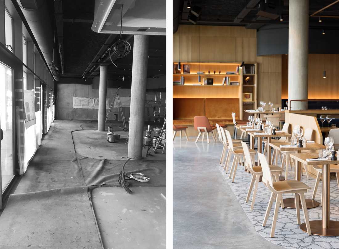 Réovation d'un restaurant par un architecte à Bruxelles en photos avant-après