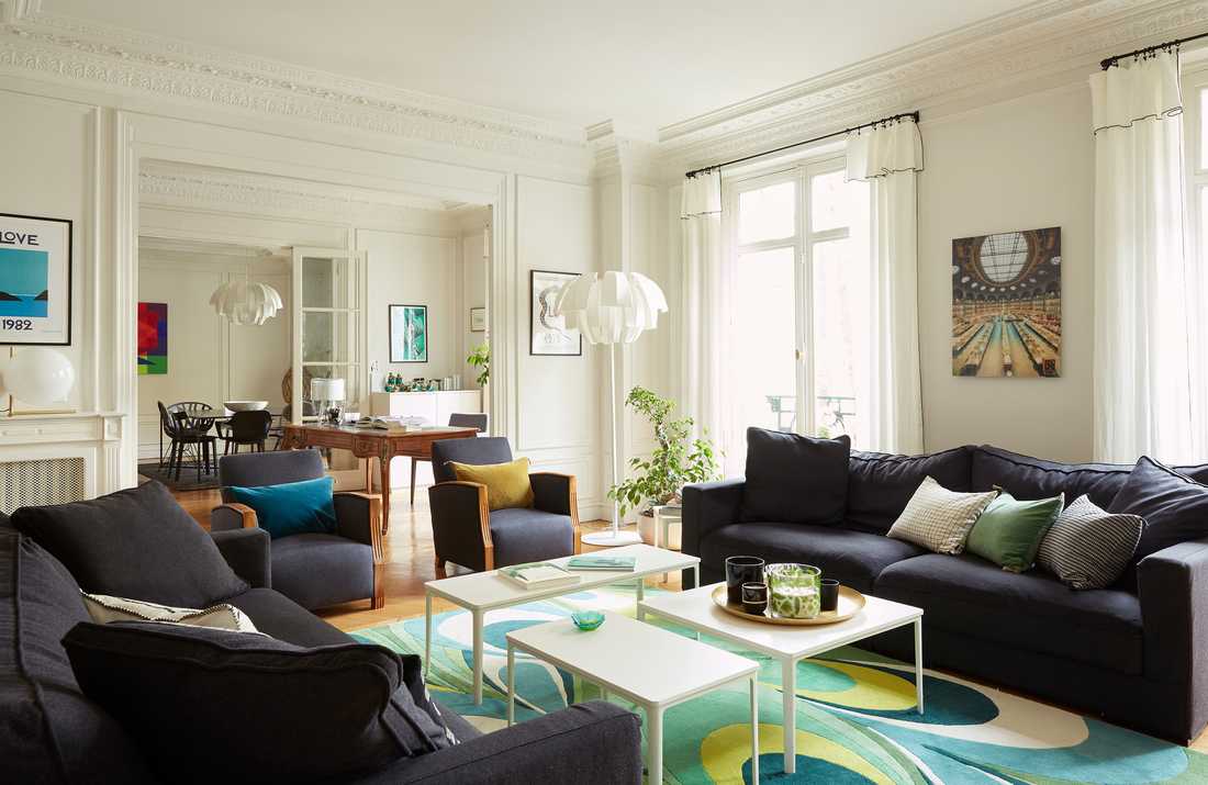 Rénovation du salon d'un appartement haussmannien à Bruxelles