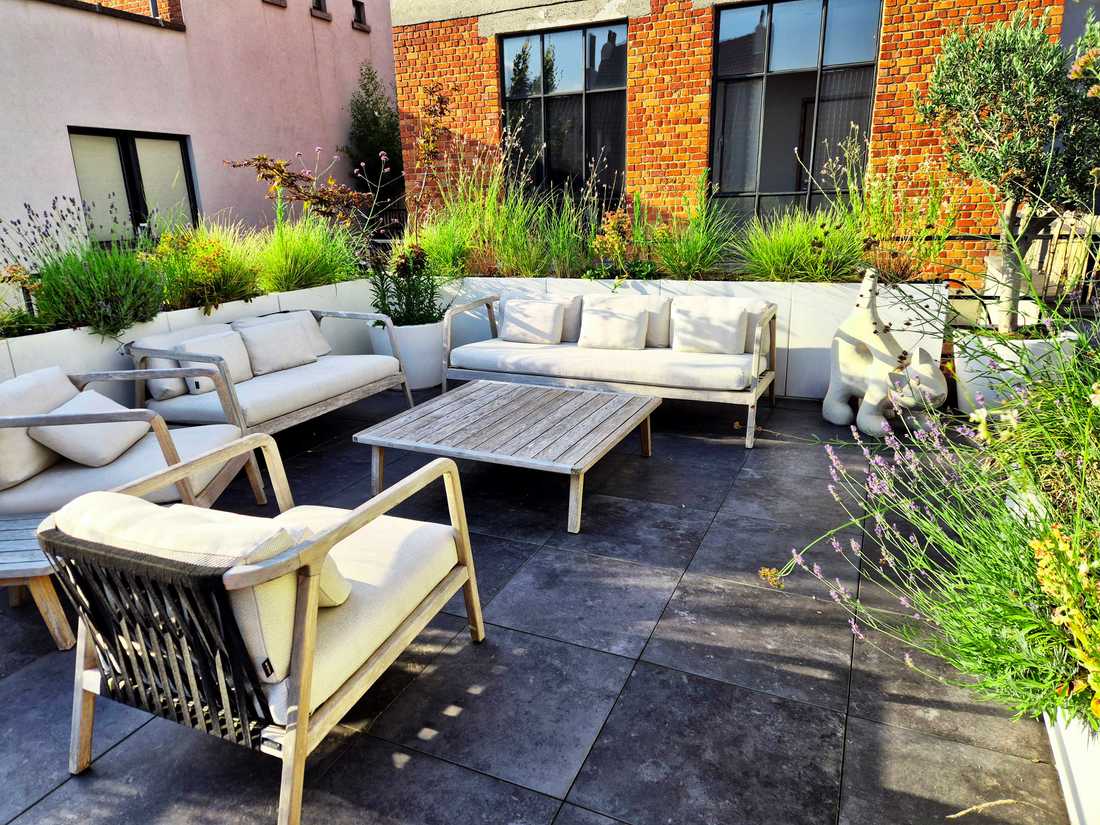 Salon d'exterieur sur un rooftop à Bruxelles