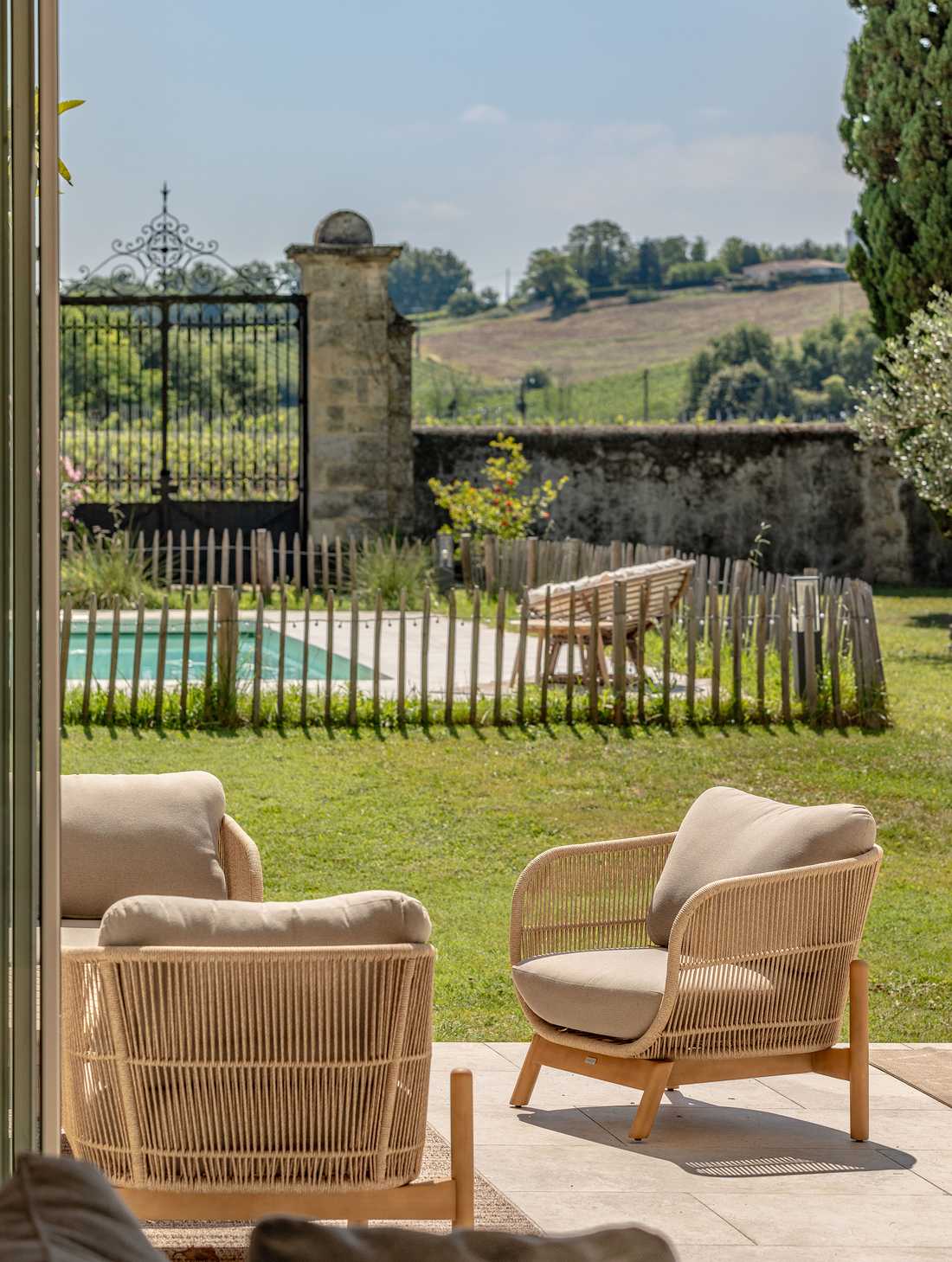 Landscaping of a castle garden with swimming pool near Brussels