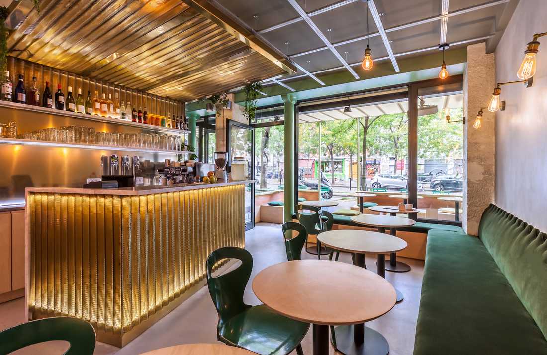 Restaurant style bistrot de quartier aménagé par un architecte à Bruxelles