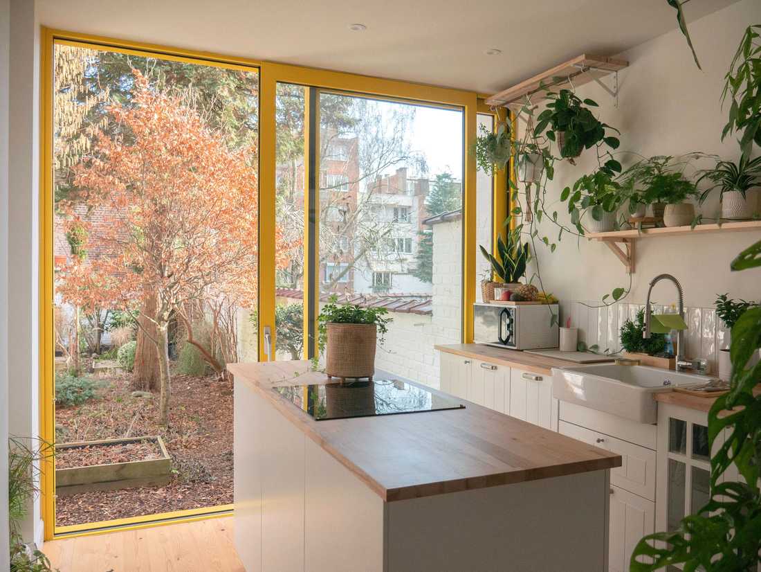 Extension en rez-de-jardin d'une maison 2 façades à Bruxelles