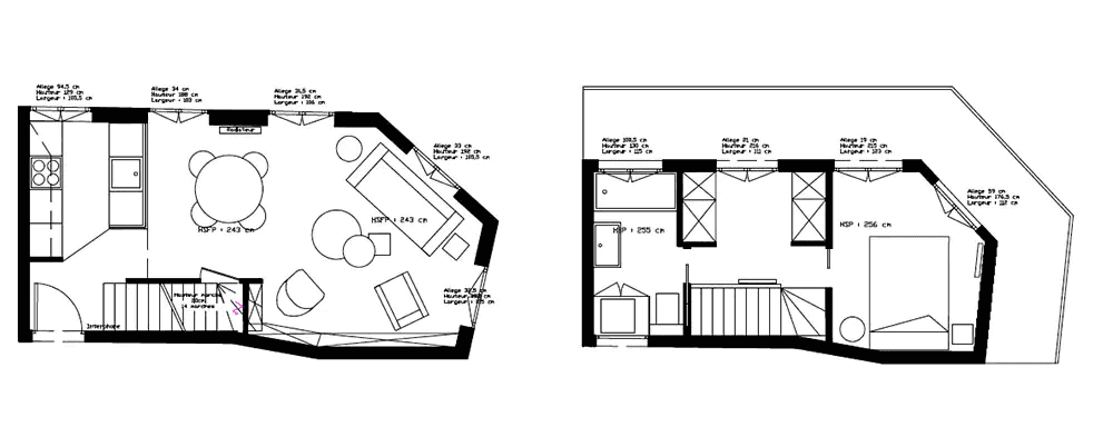 Plan de l'architecture intérieur d'un duplex à Bruxelles