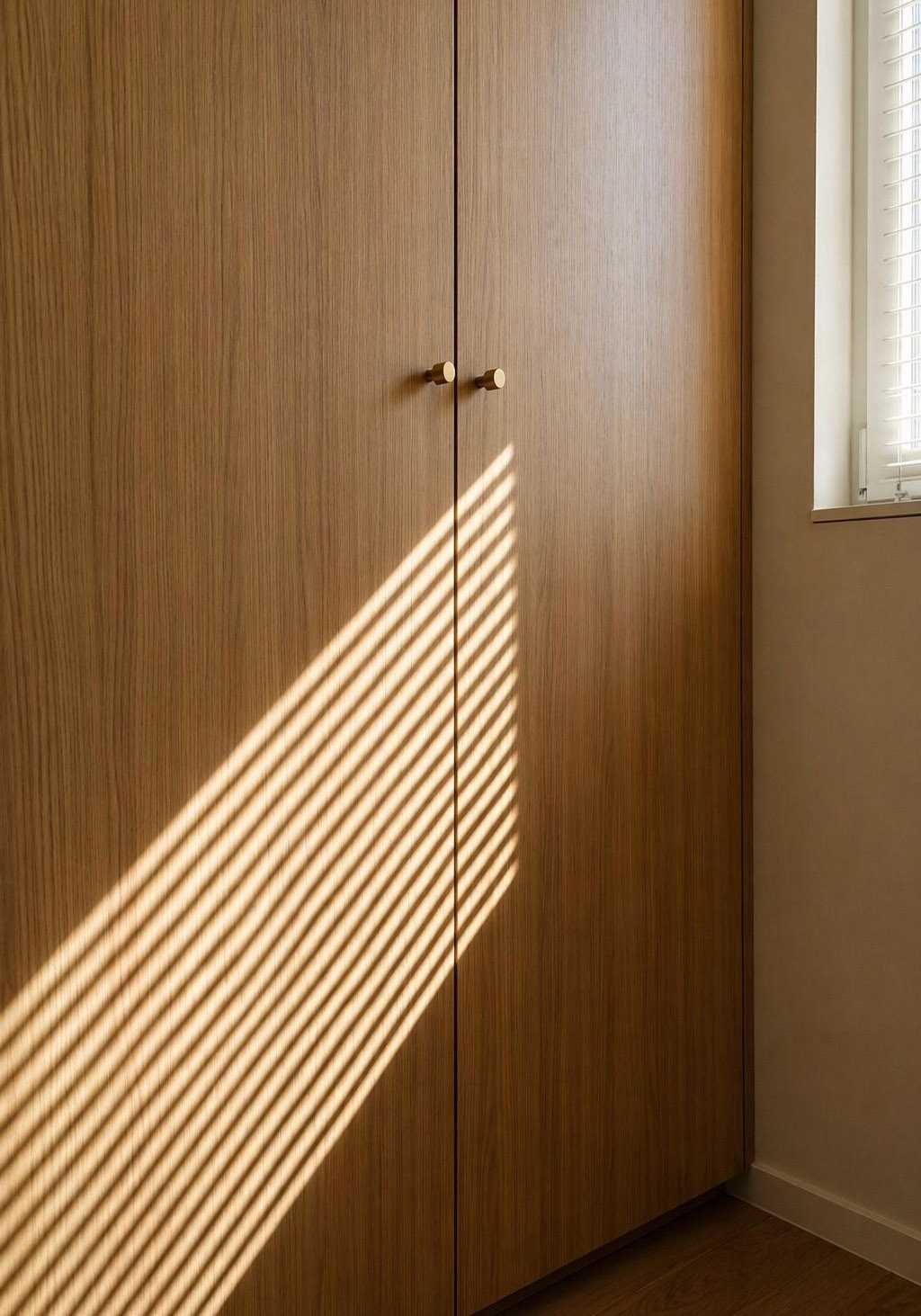 Dressing fermé placage bois sur mesure conçu par un architecte d'intérieur