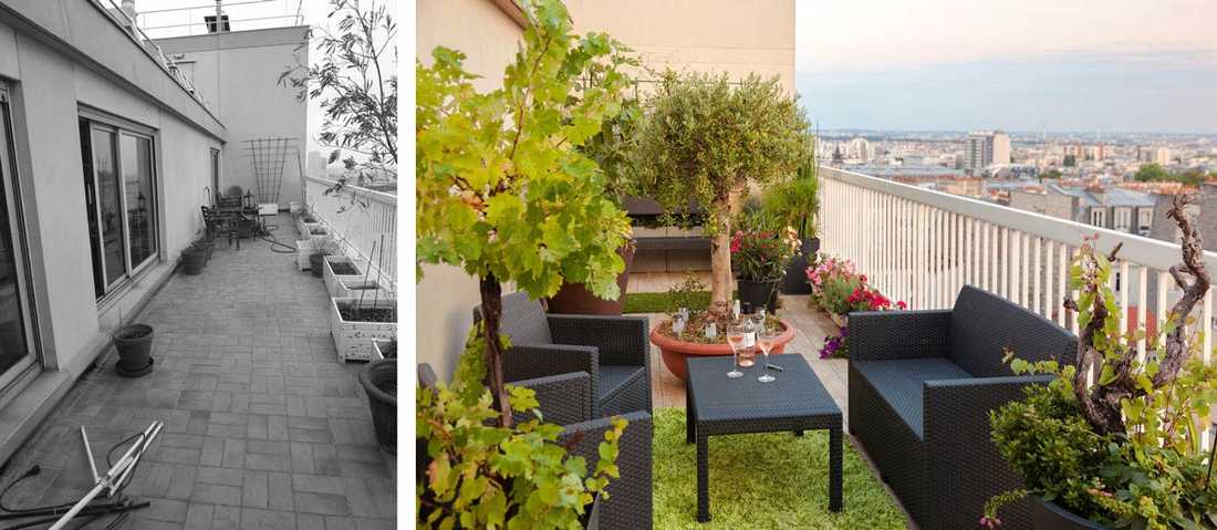 Aménagement d'une terrasse par un jardinier paysagiste à Bruxelles