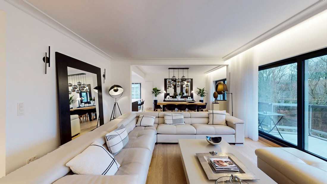 Pièce de vie d'un appartement des années 70